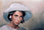 Dona amb barret blanc - 8x55 cm 